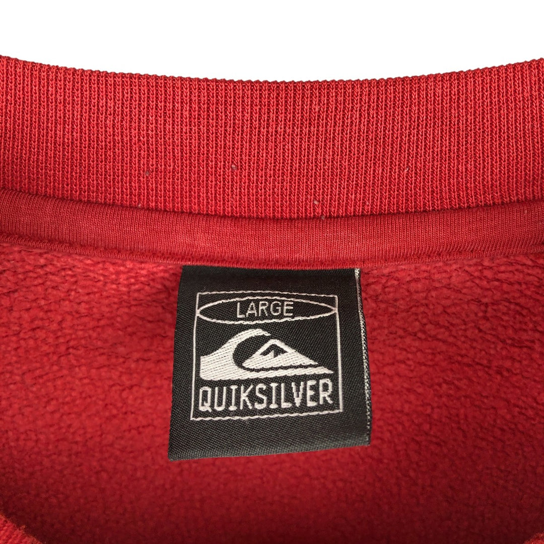 Vintage 90'S QUIKSILVER logo sweatshirt, made in Portugal, men's size L cotton burgundy type Vintage Second Hand