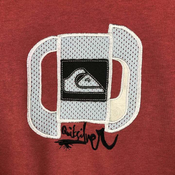 Vintage 90'S QUIKSILVER logo sweatshirt, made in Portugal, men's size L cotton burgundy type Vintage Second Hand