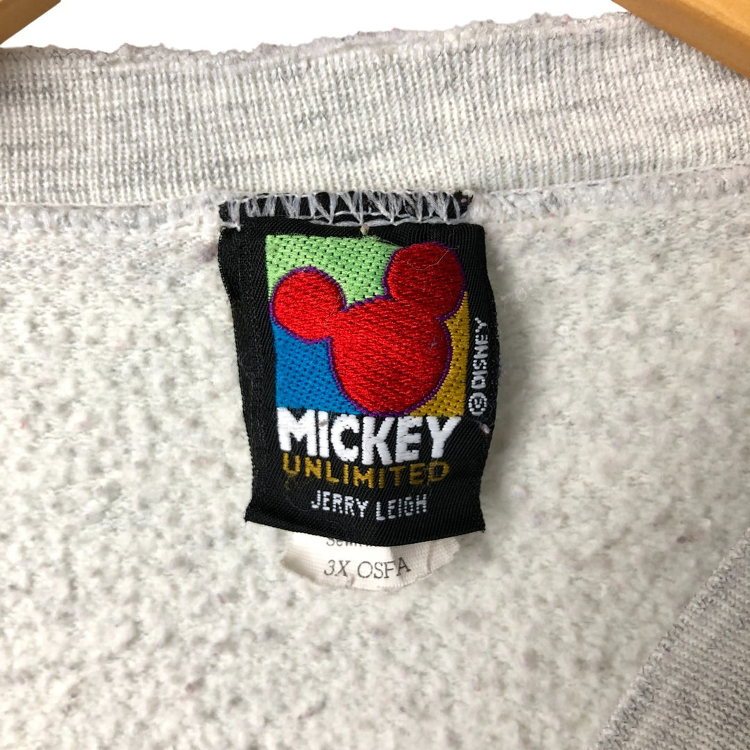 90'S Disney Mickey Mouse and Minnie Mouse Oversized Character Sweatshirt, Made in USA cotton gray type Vintage Second Hand