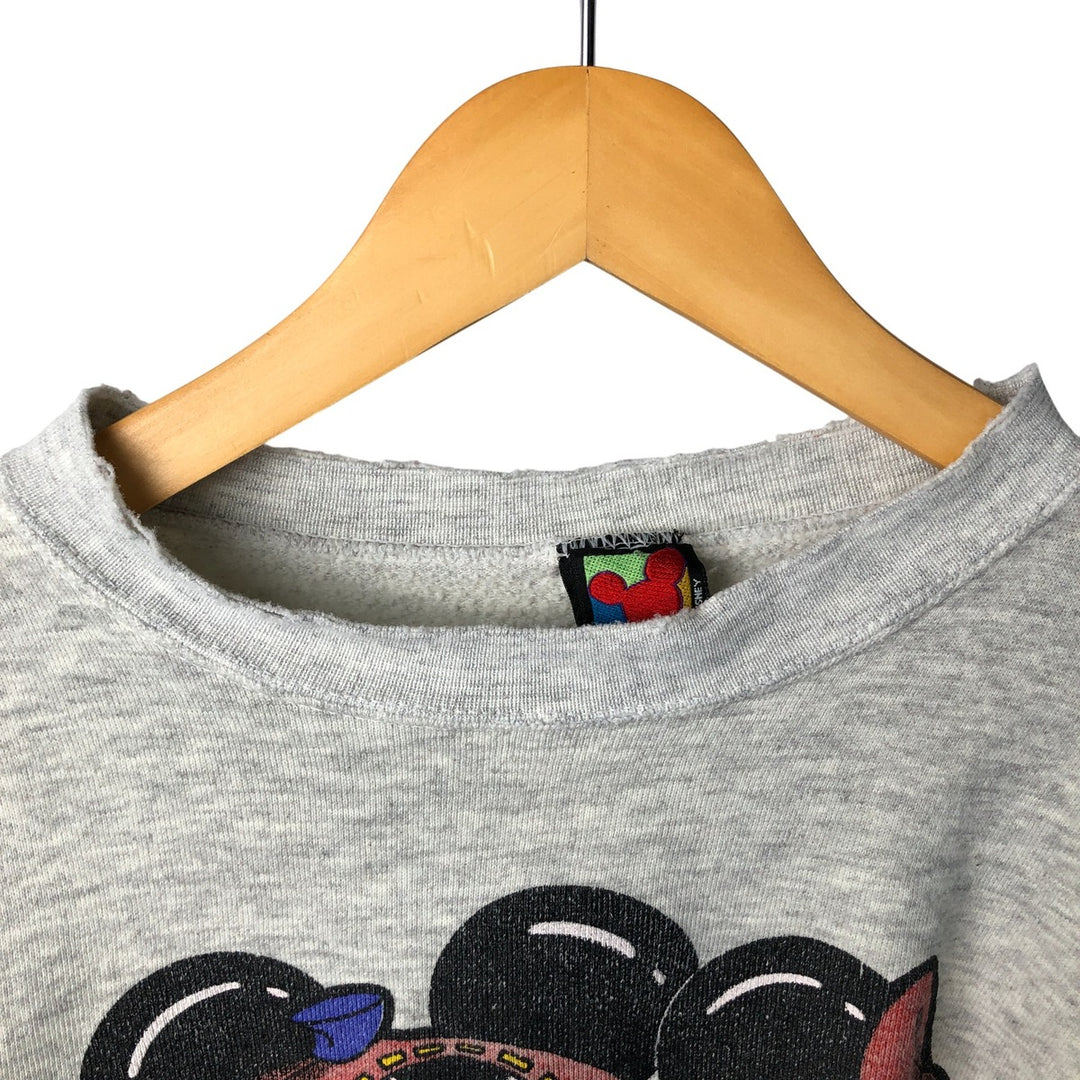 90'S Disney Mickey Mouse and Minnie Mouse Oversized Character Sweatshirt, Made in USA cotton gray type Vintage Second Hand