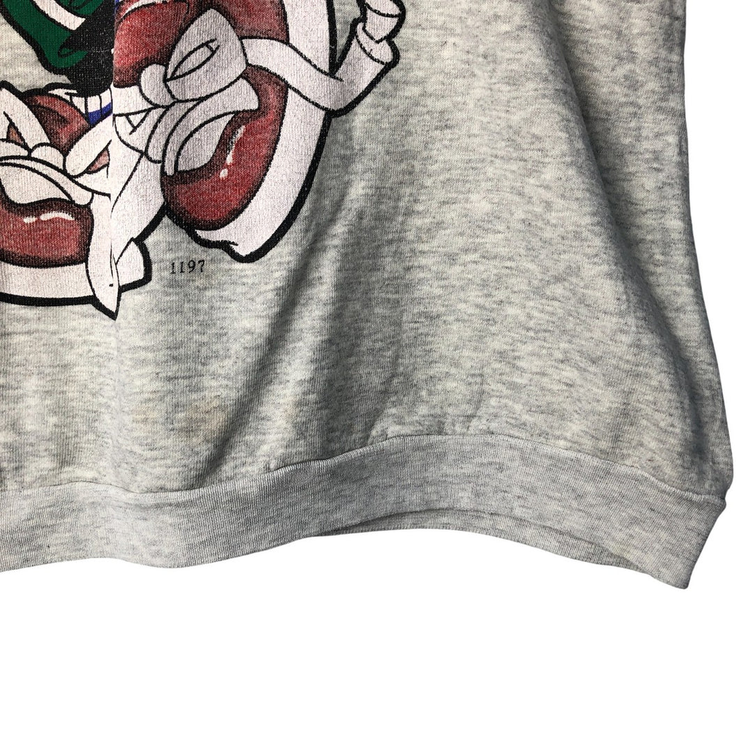 90'S Disney Mickey Mouse and Minnie Mouse Oversized Character Sweatshirt, Made in USA cotton gray type Vintage Second Hand