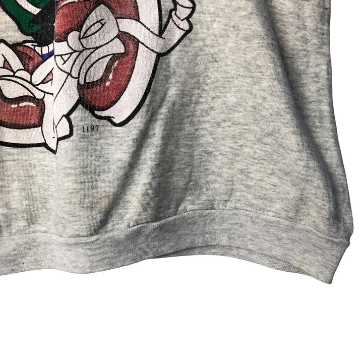 90'S Disney Mickey Mouse and Minnie Mouse Oversized Character Sweatshirt, Made in USA cotton gray type Vintage Second Hand