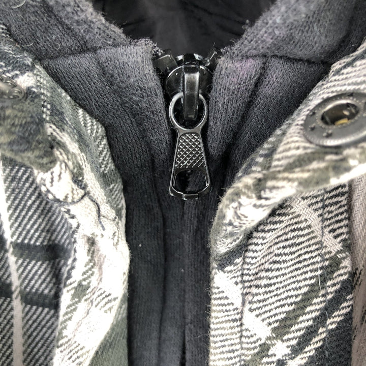 Dickies Long Sleeve Hooded Heavy Flannel Check Shirt Jacket, Men's Size L cotton black type Vintage Second Hand