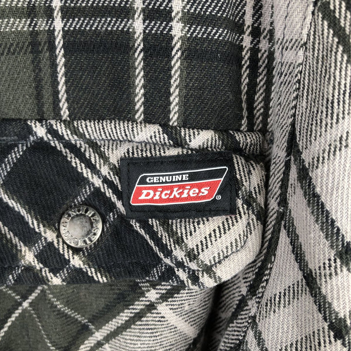 Dickies Long Sleeve Hooded Heavy Flannel Check Shirt Jacket, Men's Size L cotton black type Vintage Second Hand