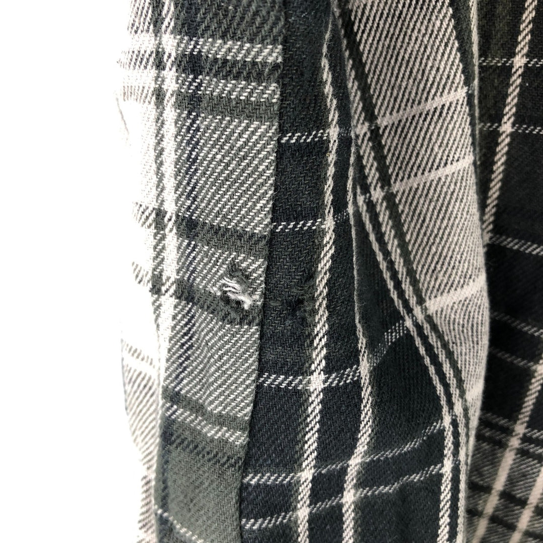Dickies Long Sleeve Hooded Heavy Flannel Check Shirt Jacket, Men's Size L cotton black type Vintage Second Hand