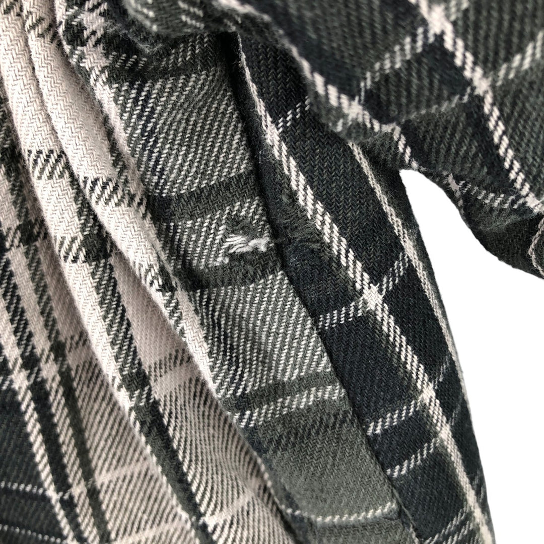 Dickies Long Sleeve Hooded Heavy Flannel Check Shirt Jacket, Men's Size L cotton black type Vintage Second Hand