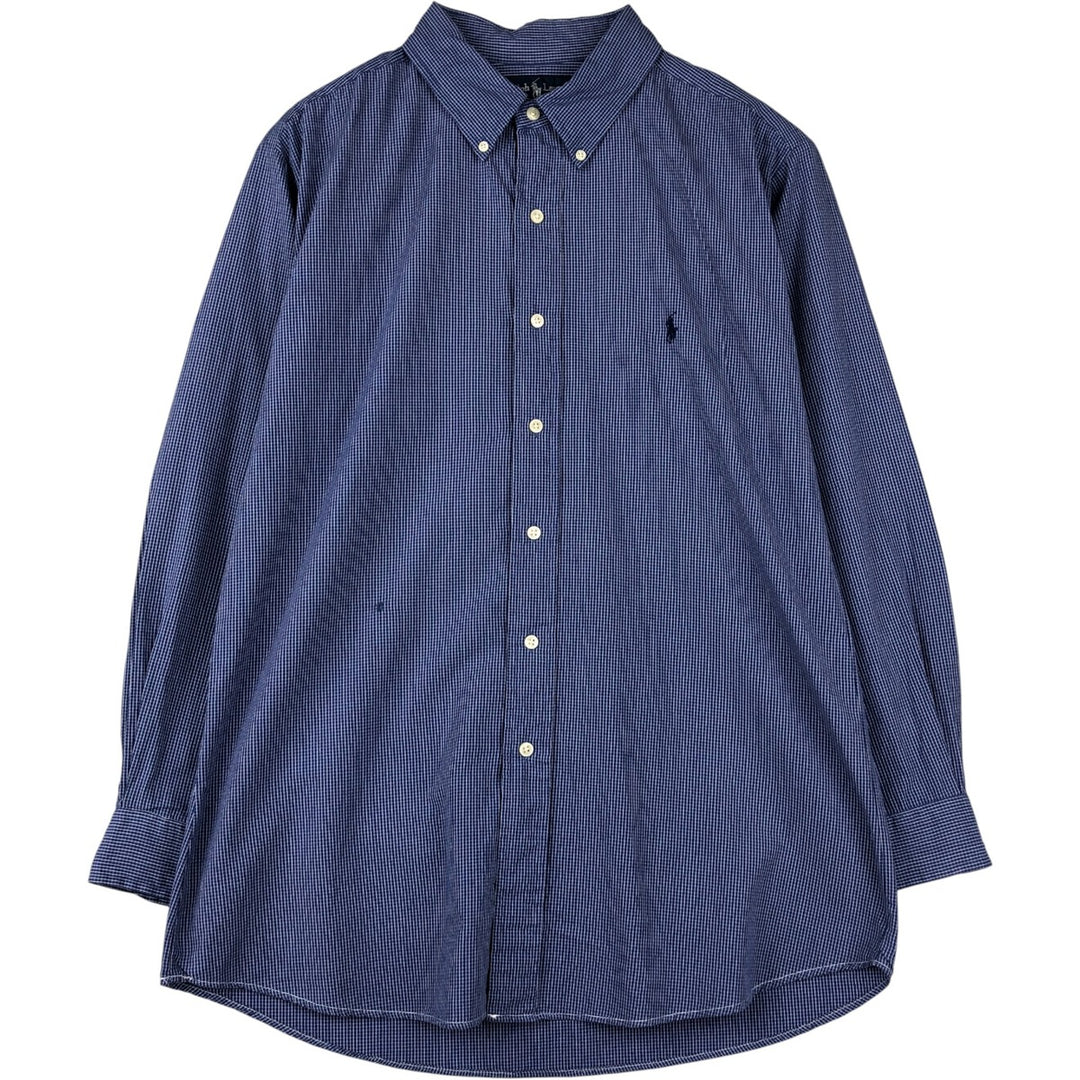 Ralph Lauren BLAKE long sleeve button down check shirt, men's XL size cotton blue type Vintage Second Hand