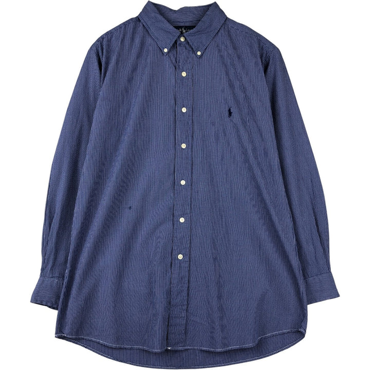 Ralph Lauren BLAKE long sleeve button down check shirt, men's XL size cotton blue type Vintage Second Hand