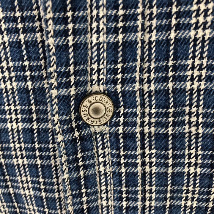 90'S Levi's Long Sleeve Flannel Check Shirt, Men's Medium, Vintage cotton Blue type light blue Vintage Second Hand