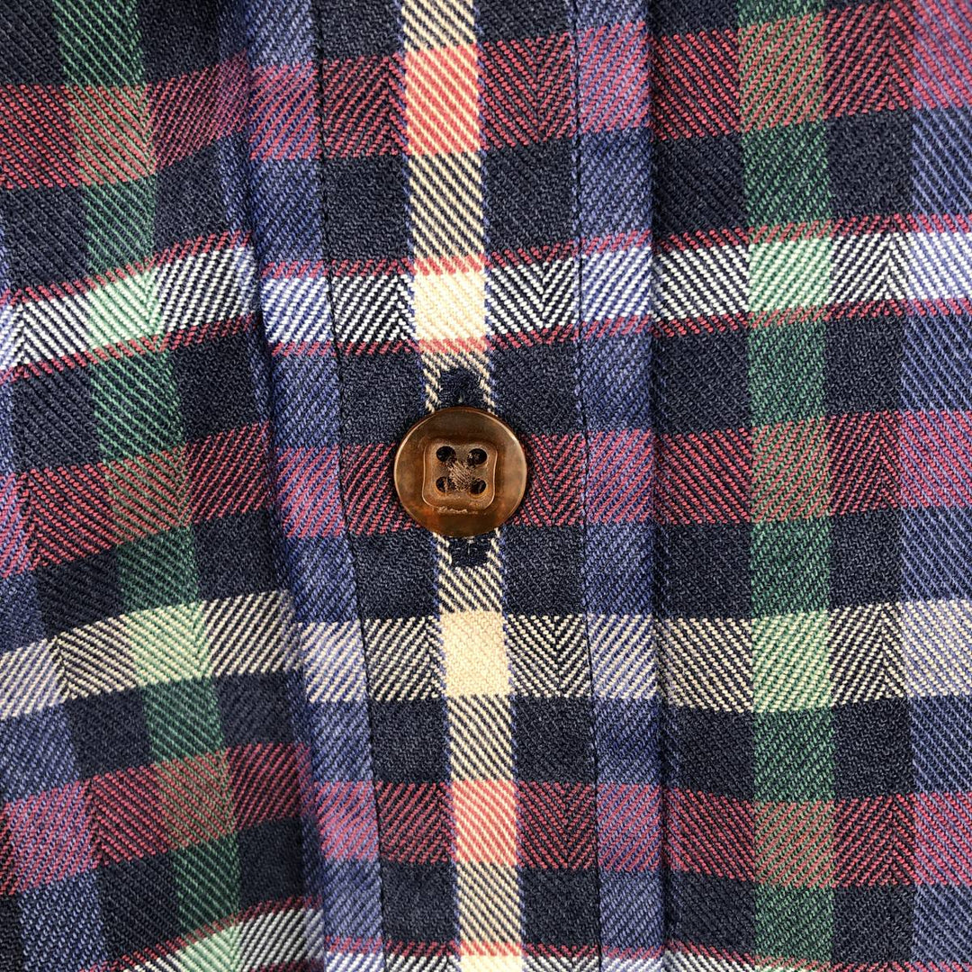 90'S LLBean Long Sleeve Light Flannel Check Shirt, Men's Size L, Vintage cotton purple type Vintage Second Hand