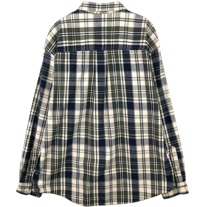 Vintage 90'S Eddie Bauer Light Flannel Check Shirt, Long Sleeve, Button-Down, Men's Size L cotton Navy blue Vintage Second Hand