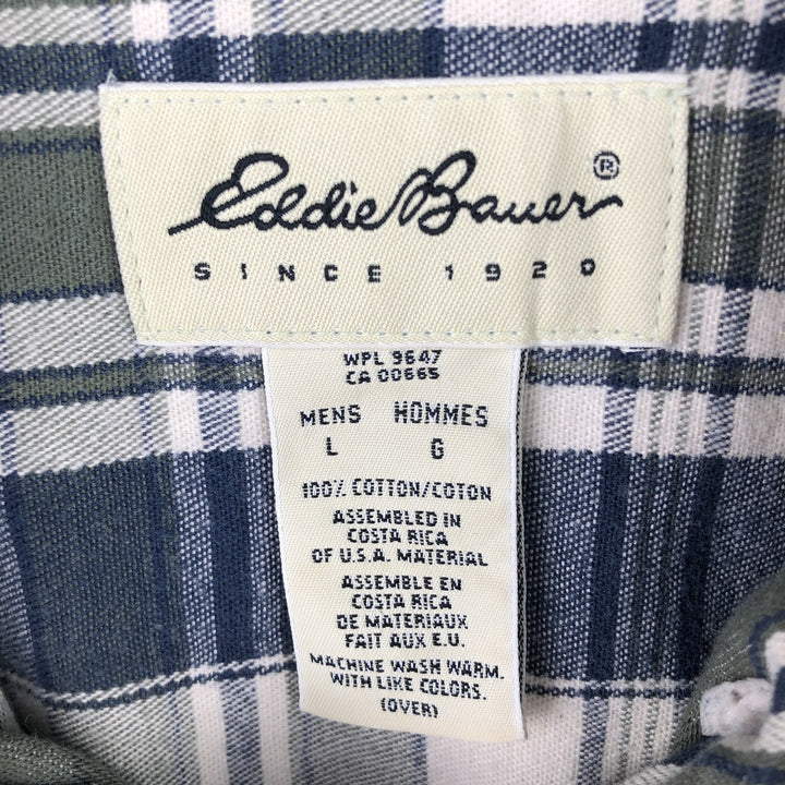 Vintage 90'S Eddie Bauer Light Flannel Check Shirt, Long Sleeve, Button-Down, Men's Size L cotton Navy blue Vintage Second Hand