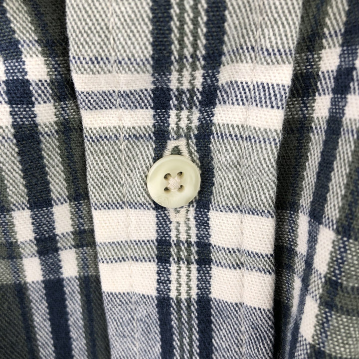 Vintage 90'S Eddie Bauer Light Flannel Check Shirt, Long Sleeve, Button-Down, Men's Size L cotton Navy blue Vintage Second Hand