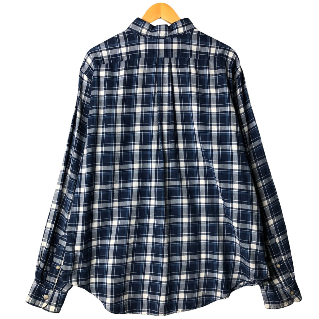 Ralph Lauren Classic Fit Long Sleeve Button Down Check Shirt Men's XL cotton Navy blue Vintage Second Hand