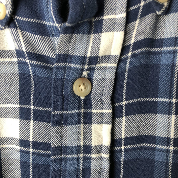 Ralph Lauren Classic Fit Long Sleeve Button Down Check Shirt Men's XL cotton Navy blue Vintage Second Hand