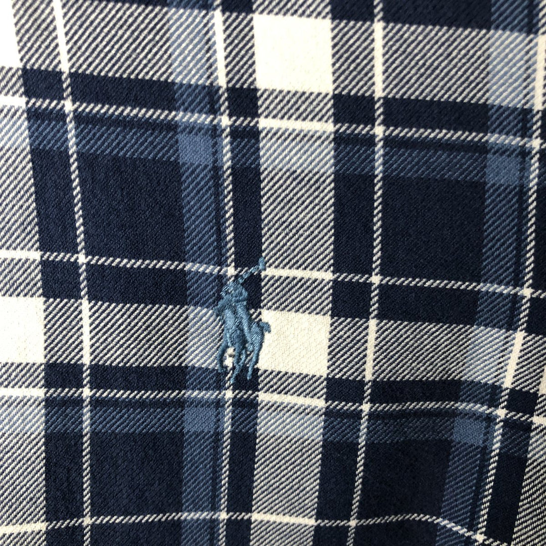 Ralph Lauren Classic Fit Long Sleeve Button Down Check Shirt Men's XL cotton Navy blue Vintage Second Hand