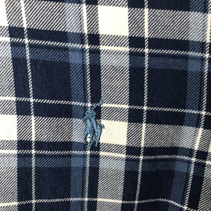 Ralph Lauren Classic Fit Long Sleeve Button Down Check Shirt Men's XL cotton Navy blue Vintage Second Hand