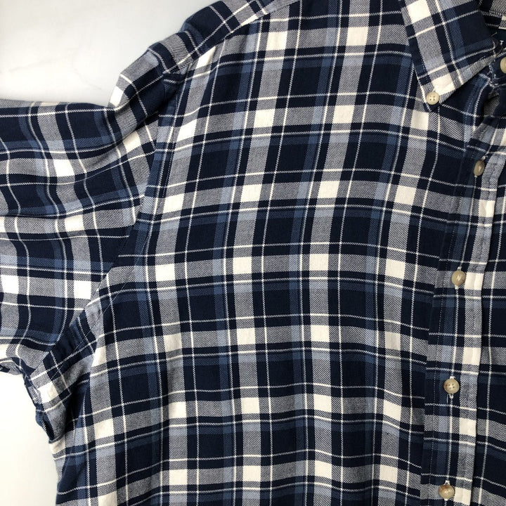 Ralph Lauren Classic Fit Long Sleeve Button Down Check Shirt Men's XL cotton Navy blue Vintage Second Hand