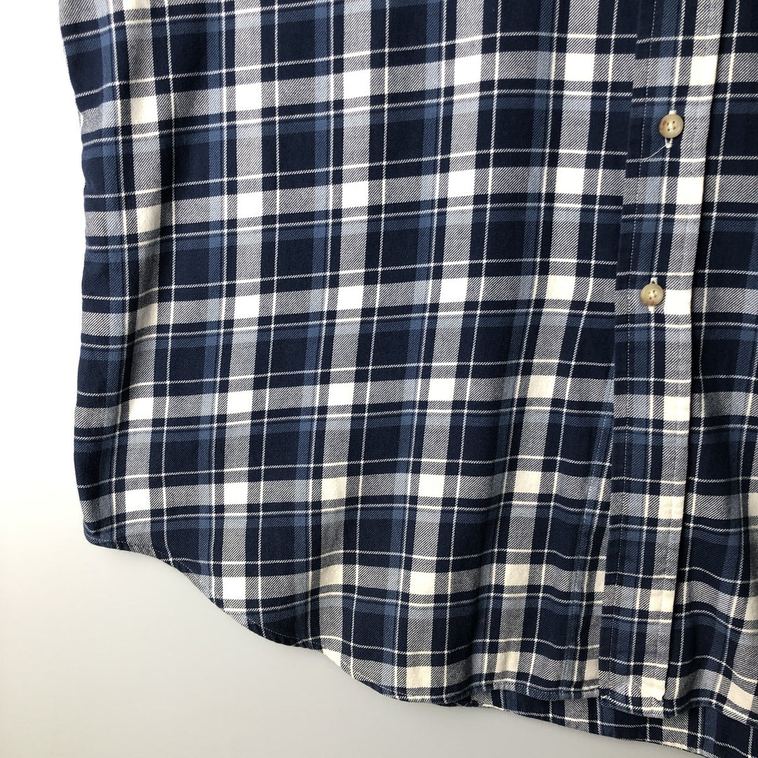 Ralph Lauren Classic Fit Long Sleeve Button Down Check Shirt Men's XL cotton Navy blue Vintage Second Hand