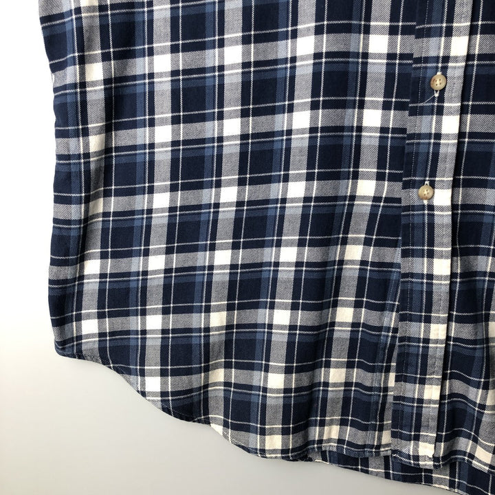 Ralph Lauren Classic Fit Long Sleeve Button Down Check Shirt Men's XL cotton Navy blue Vintage Second Hand