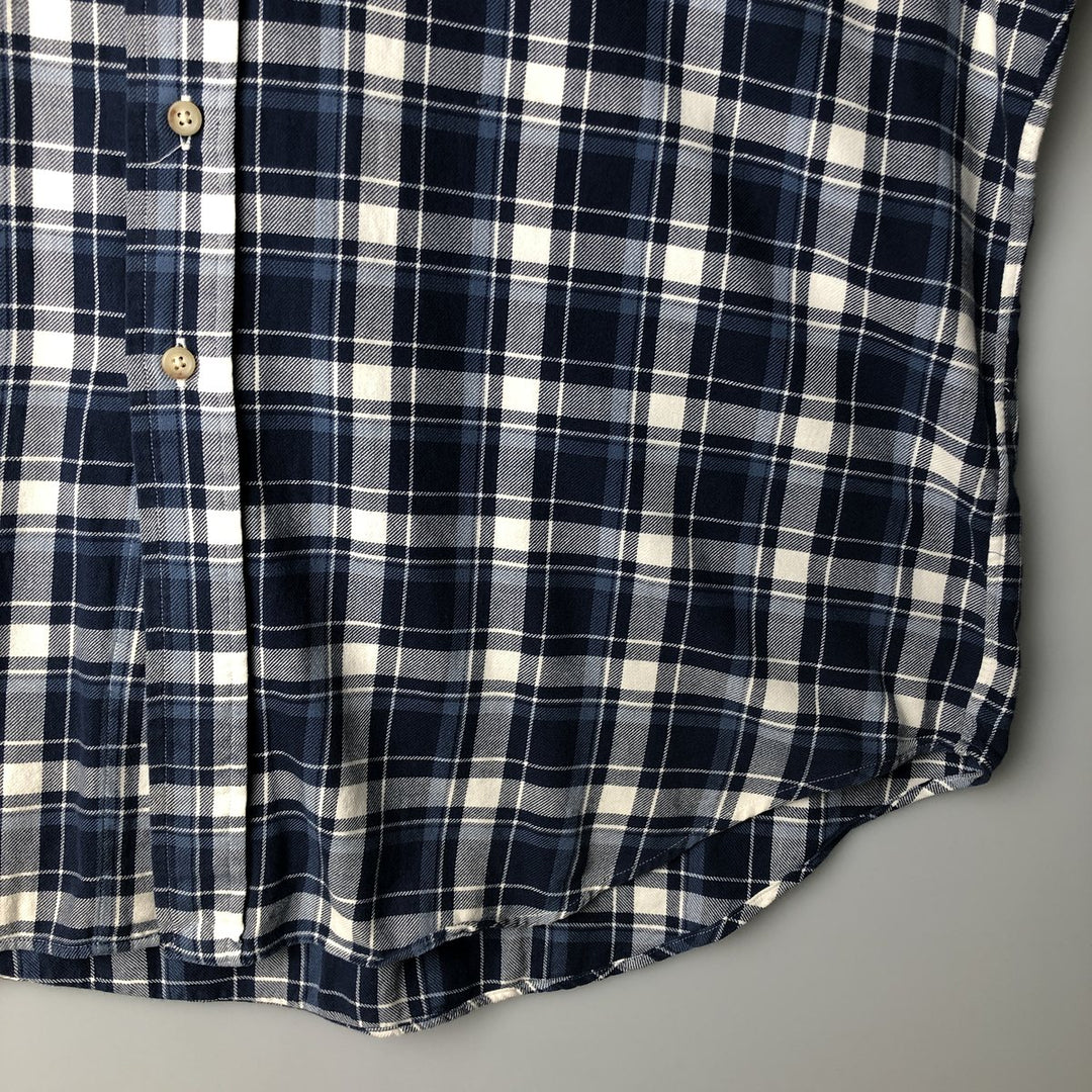 Ralph Lauren Classic Fit Long Sleeve Button Down Check Shirt Men's XL cotton Navy blue Vintage Second Hand