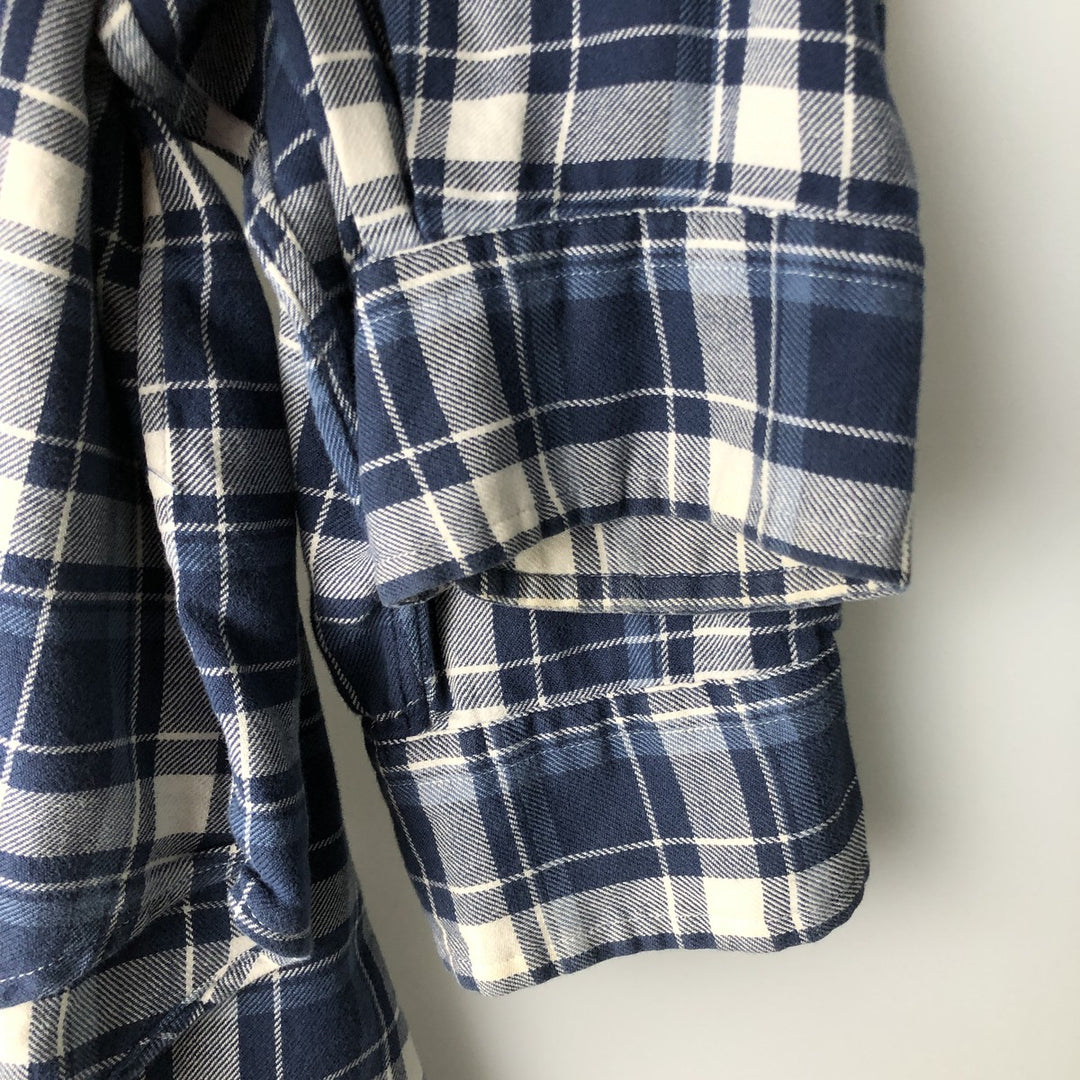 Ralph Lauren Classic Fit Long Sleeve Button Down Check Shirt Men's XL cotton Navy blue Vintage Second Hand
