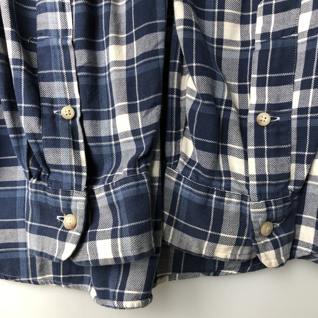 Ralph Lauren Classic Fit Long Sleeve Button Down Check Shirt Men's XL cotton Navy blue Vintage Second Hand