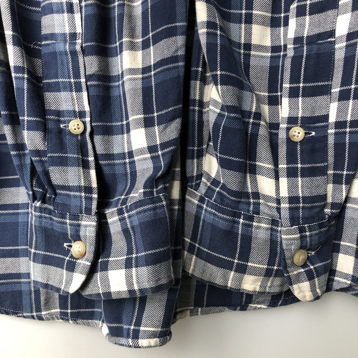 Ralph Lauren Classic Fit Long Sleeve Button Down Check Shirt Men's XL cotton Navy blue Vintage Second Hand