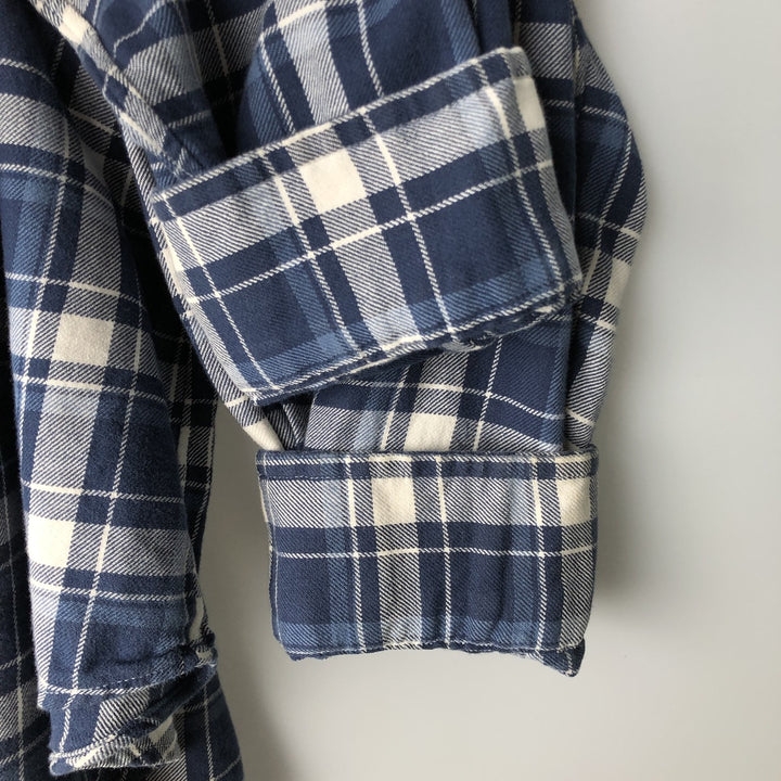 Ralph Lauren Classic Fit Long Sleeve Button Down Check Shirt Men's XL cotton Navy blue Vintage Second Hand