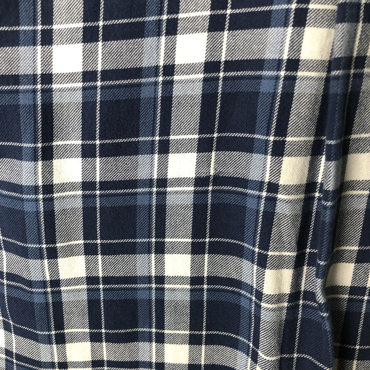 Ralph Lauren Classic Fit Long Sleeve Button Down Check Shirt Men's XL cotton Navy blue Vintage Second Hand
