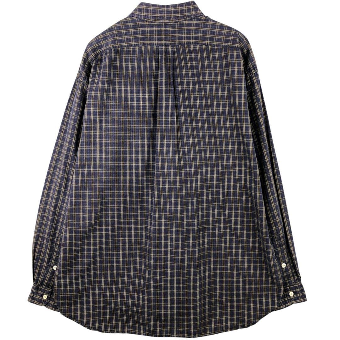 Ralph Lauren BLAIRE long sleeve button down check shirt, men's XL size cotton navy blue type Vintage Second Hand