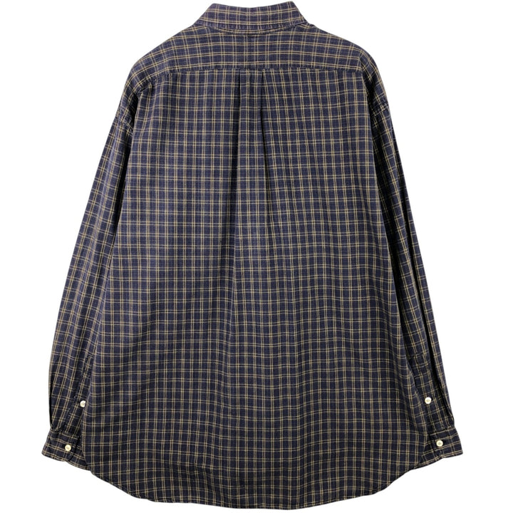 Ralph Lauren BLAIRE long sleeve button down check shirt, men's XL size cotton navy blue type Vintage Second Hand