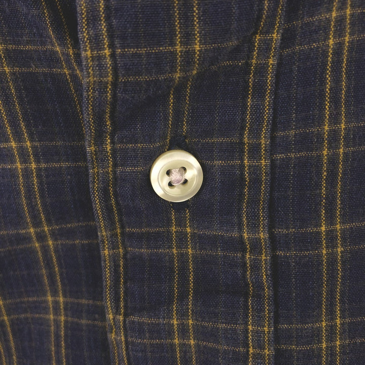 Ralph Lauren BLAIRE long sleeve button down check shirt, men's XL size cotton navy blue type Vintage Second Hand