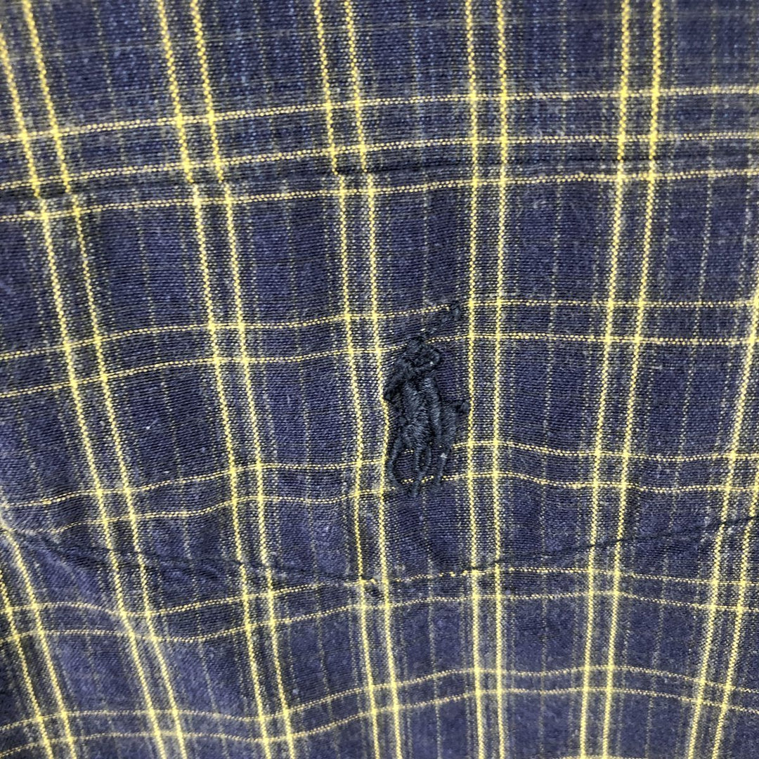 Ralph Lauren BLAIRE long sleeve button down check shirt, men's XL size cotton navy blue type Vintage Second Hand