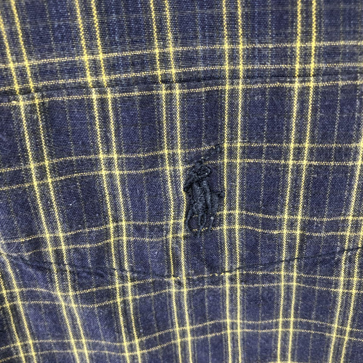 Ralph Lauren BLAIRE long sleeve button down check shirt, men's XL size cotton navy blue type Vintage Second Hand
