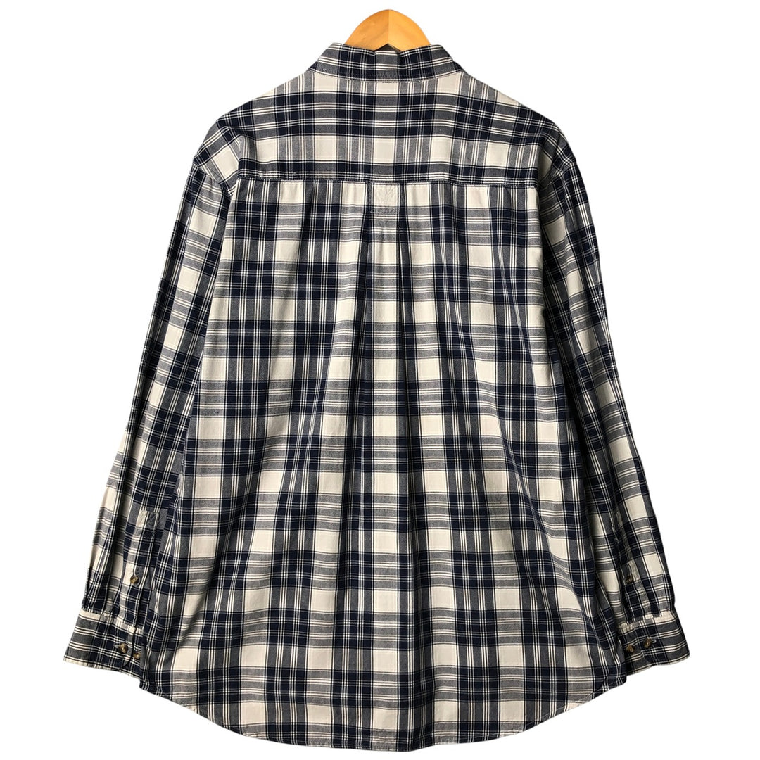 90s-00'S Timberland long-sleeved cotton check shirt, men's size L cotton navy blue type Vintage Second Hand