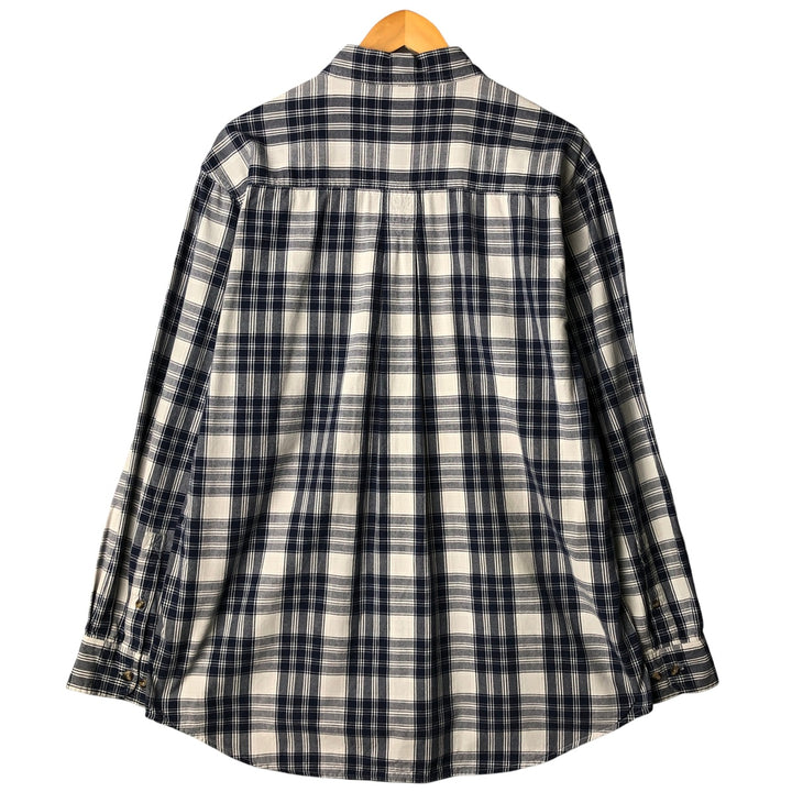 90s-00'S Timberland long-sleeved cotton check shirt, men's size L cotton navy blue type Vintage Second Hand