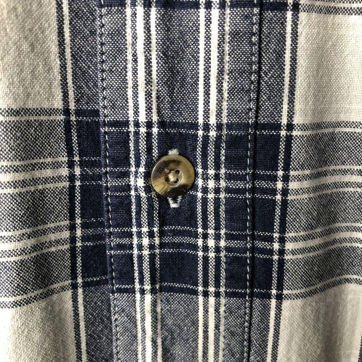 90s-00'S Timberland long-sleeved cotton check shirt, men's size L cotton navy blue type Vintage Second Hand