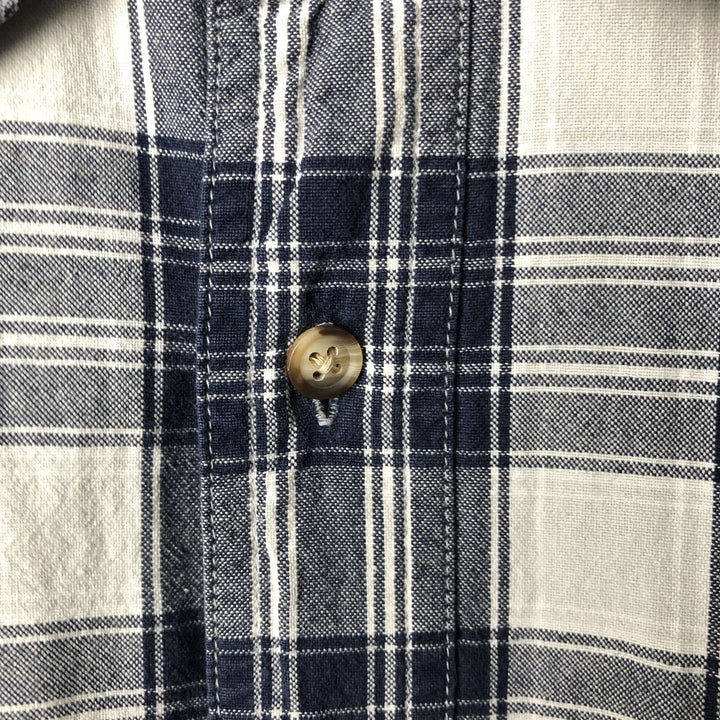 90s-00'S Timberland long-sleeved cotton check shirt, men's size L cotton navy blue type Vintage Second Hand