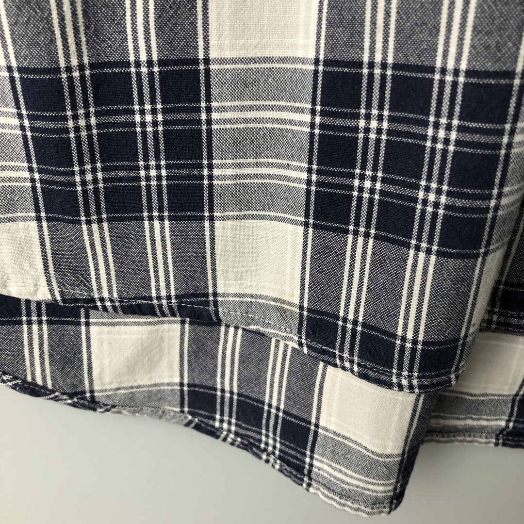 90s-00'S Timberland long-sleeved cotton check shirt, men's size L cotton navy blue type Vintage Second Hand