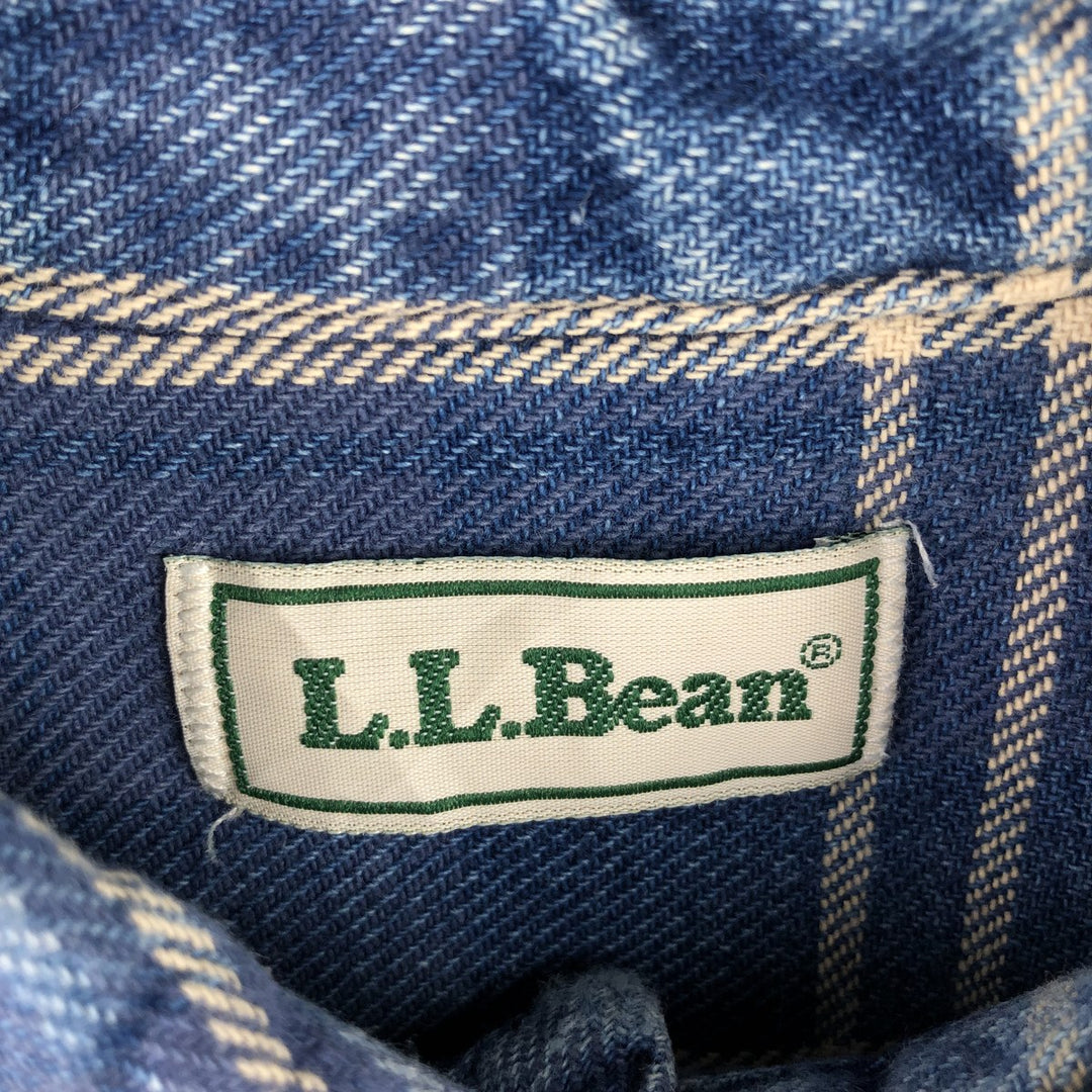 Vintage 80s-90'S LLBean long-sleeved button-down check shirt, men's size XL cotton Navy blue Vintage Second Hand