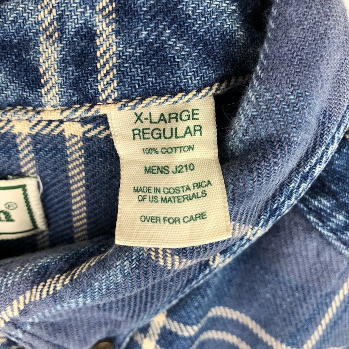 Vintage 80s-90'S LLBean long-sleeved button-down check shirt, men's size XL cotton Navy blue Vintage Second Hand