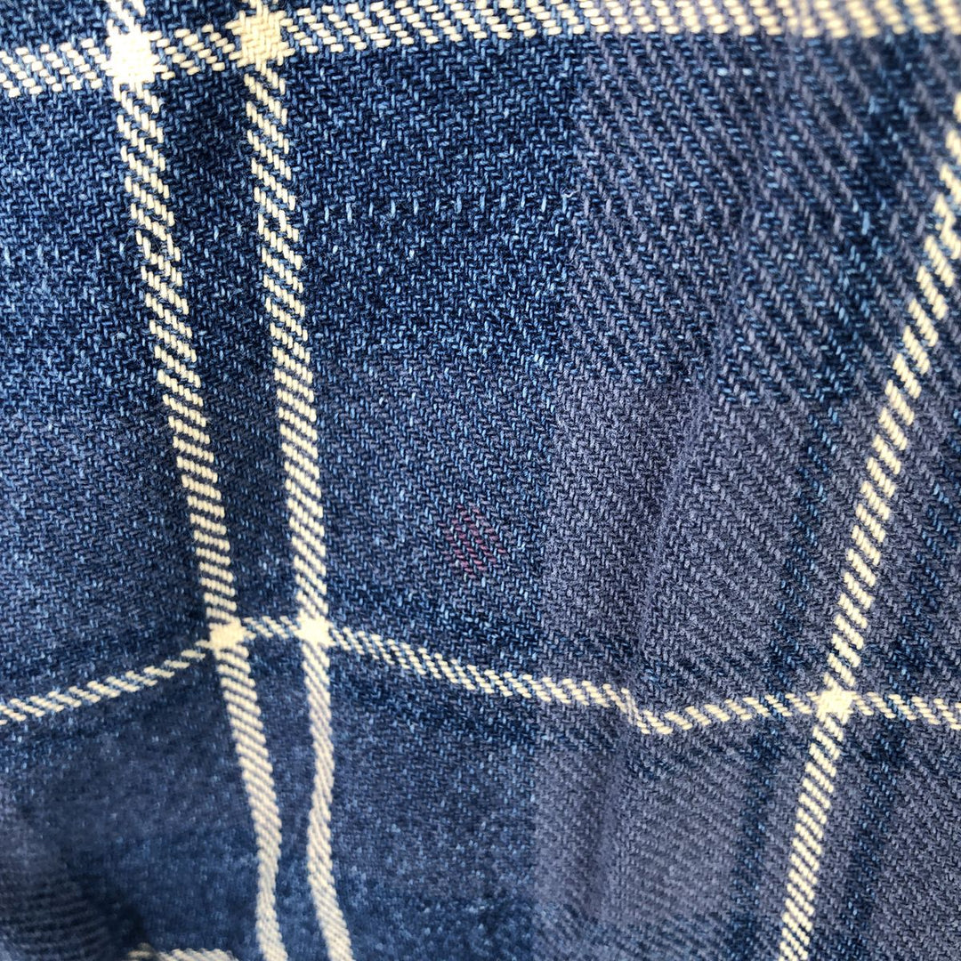 Vintage 80s-90'S LLBean long-sleeved button-down check shirt, men's size XL cotton Navy blue Vintage Second Hand