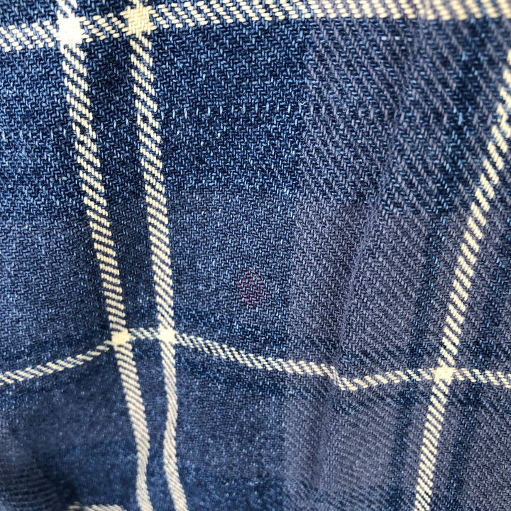 Vintage 80s-90'S LLBean long-sleeved button-down check shirt, men's size XL cotton Navy blue Vintage Second Hand