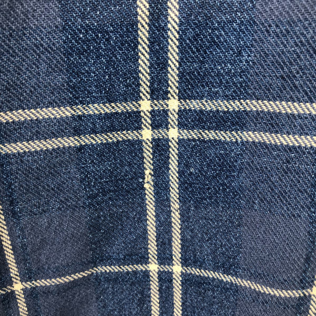 Vintage 80s-90'S LLBean long-sleeved button-down check shirt, men's size XL cotton Navy blue Vintage Second Hand