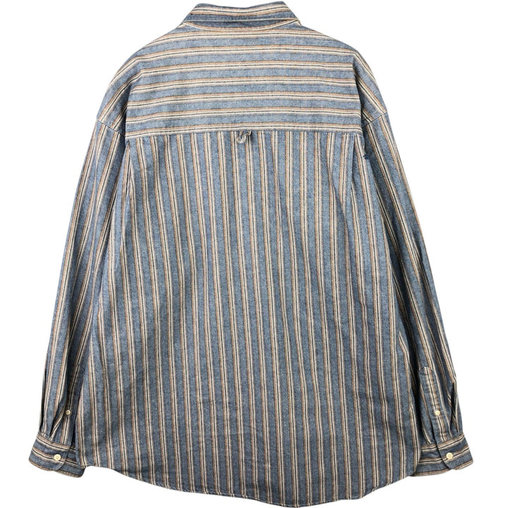 Vintage 80s-90'S Eddie Bauer long-sleeved striped shirt, men's size XL cotton blue type Vintage Second Hand