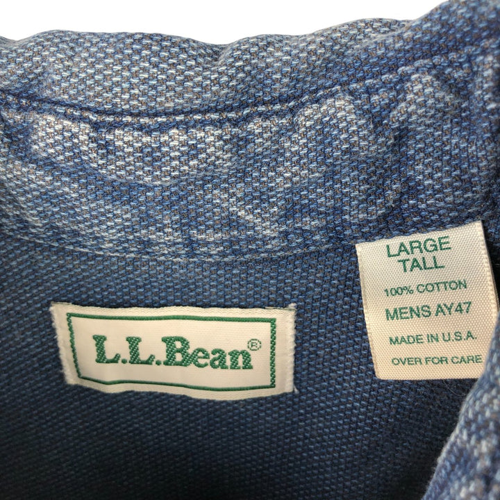 Vintage LLBean long-sleeved button-down shirt from the 1980'S to 1990s, made in the USA, size L. cotton navy blue type Vintage Second Hand