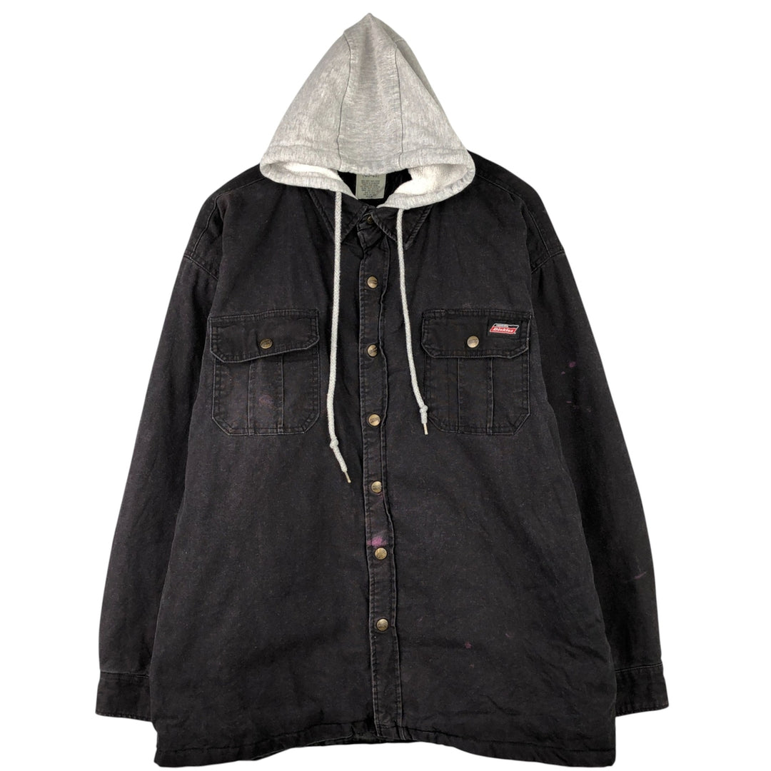 Dickies padded long-sleeved work shirt jacket, men's size XL cotton black type Vintage Second Hand