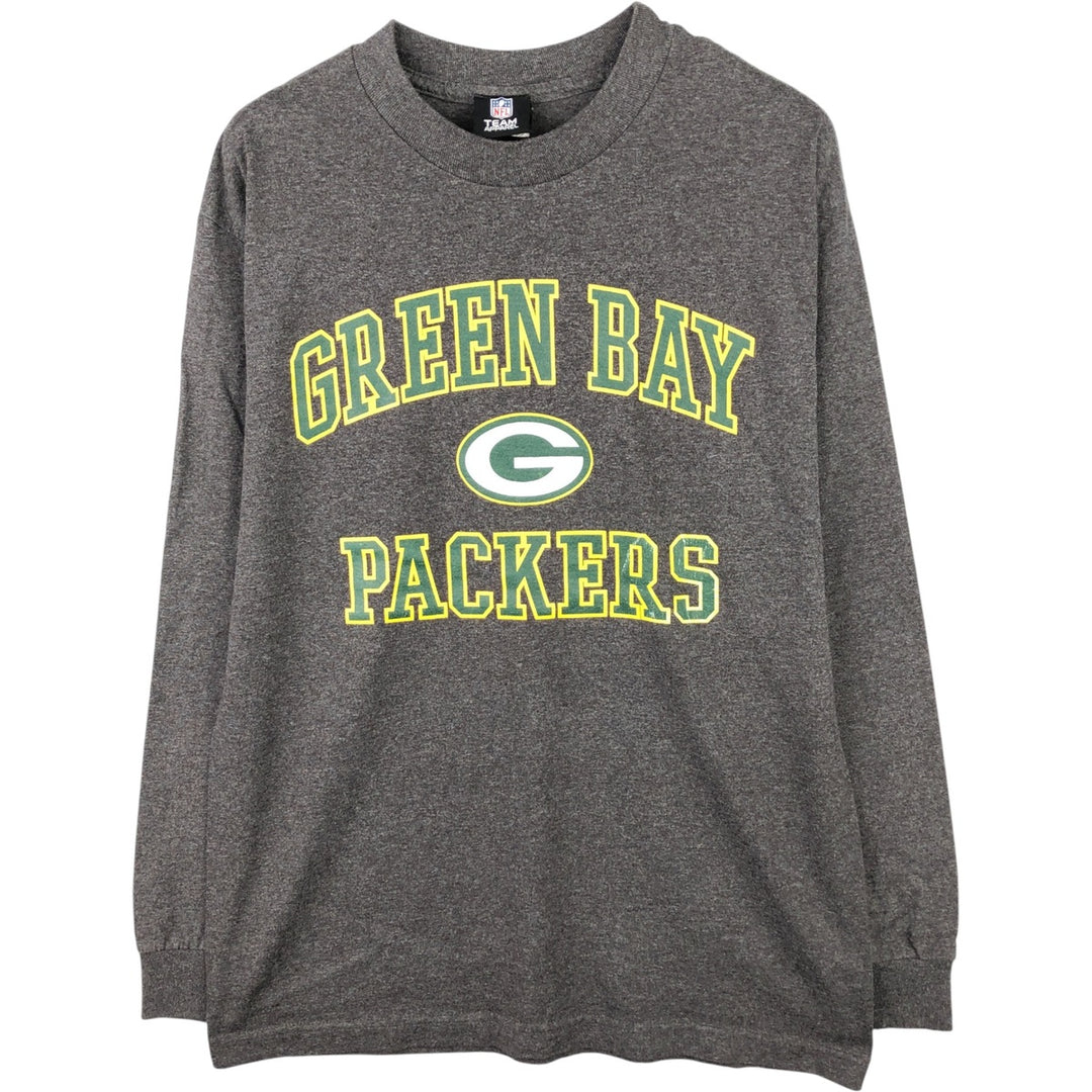 NFL GREEN BAY PACKERS Long Sleeve T-Shirt, Men's Size Medium cotton Charcoal Vintage Second Hand