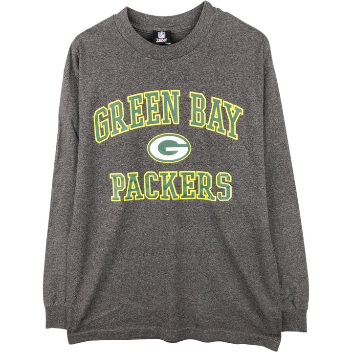 NFL GREEN BAY PACKERS Long Sleeve T-Shirt, Men's Size Medium cotton Charcoal Vintage Second Hand